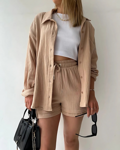 Tessa – Cotton Textured Shorts Set