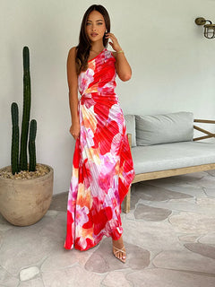Azara – Pleated One-Shoulder Dress