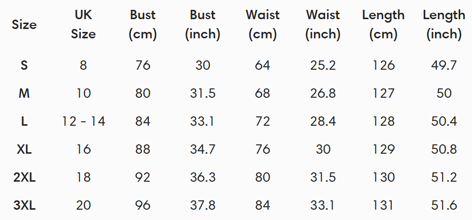 Size guide (cm)