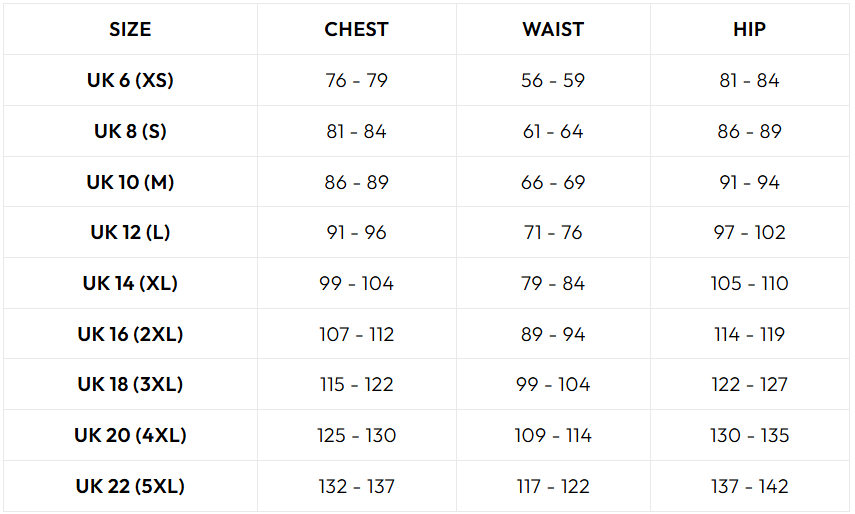 Size guide (cm)