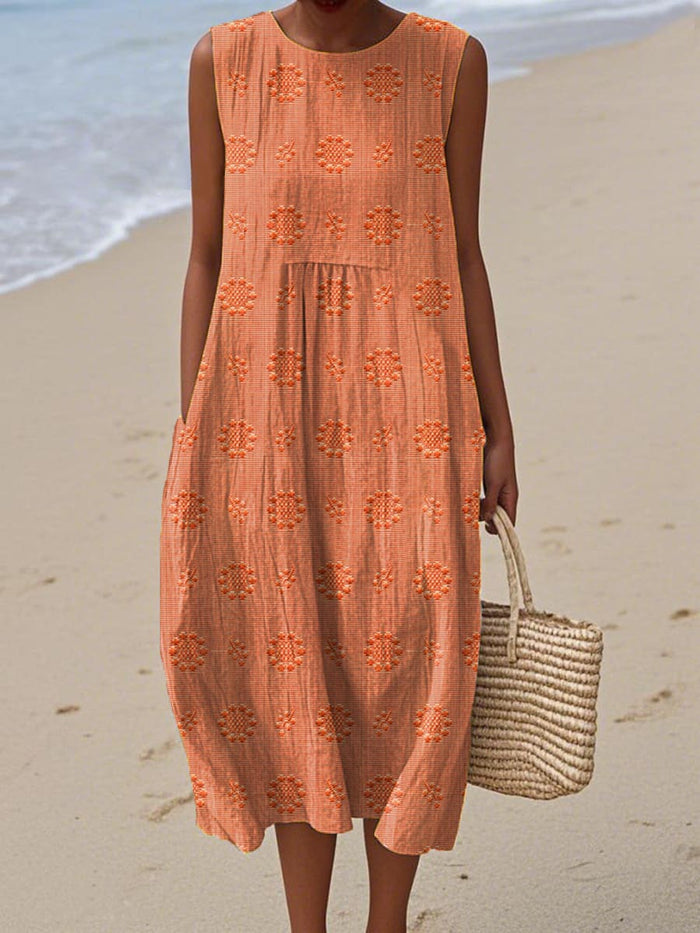 Fleur – Embroidered Sleeveless Midi Dress