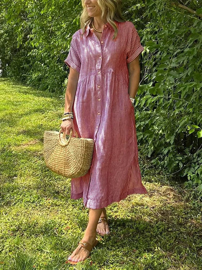 Arlise – Striped Shirt Dress