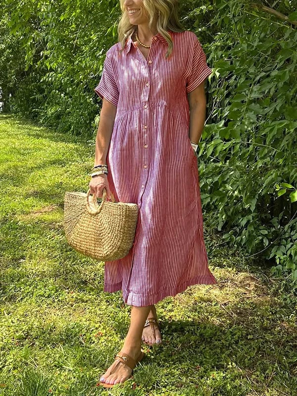 Arlise – Striped Shirt Dress