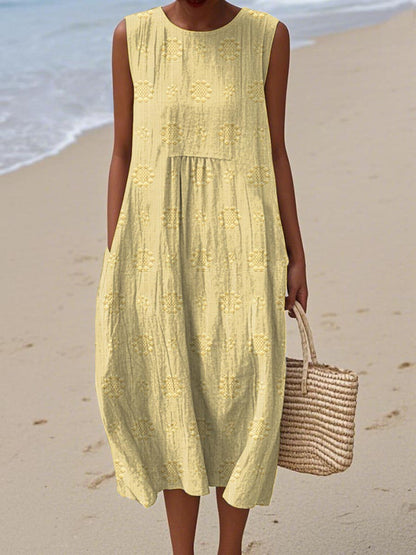 Fleur – Embroidered Sleeveless Midi Dress