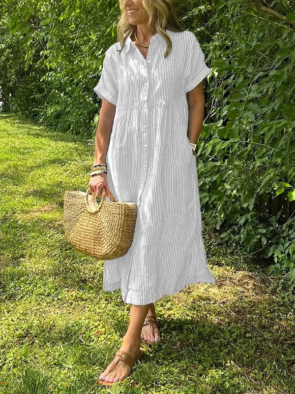 Arlise – Striped Shirt Dress