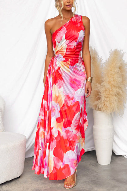 Azara – Pleated One-Shoulder Dress