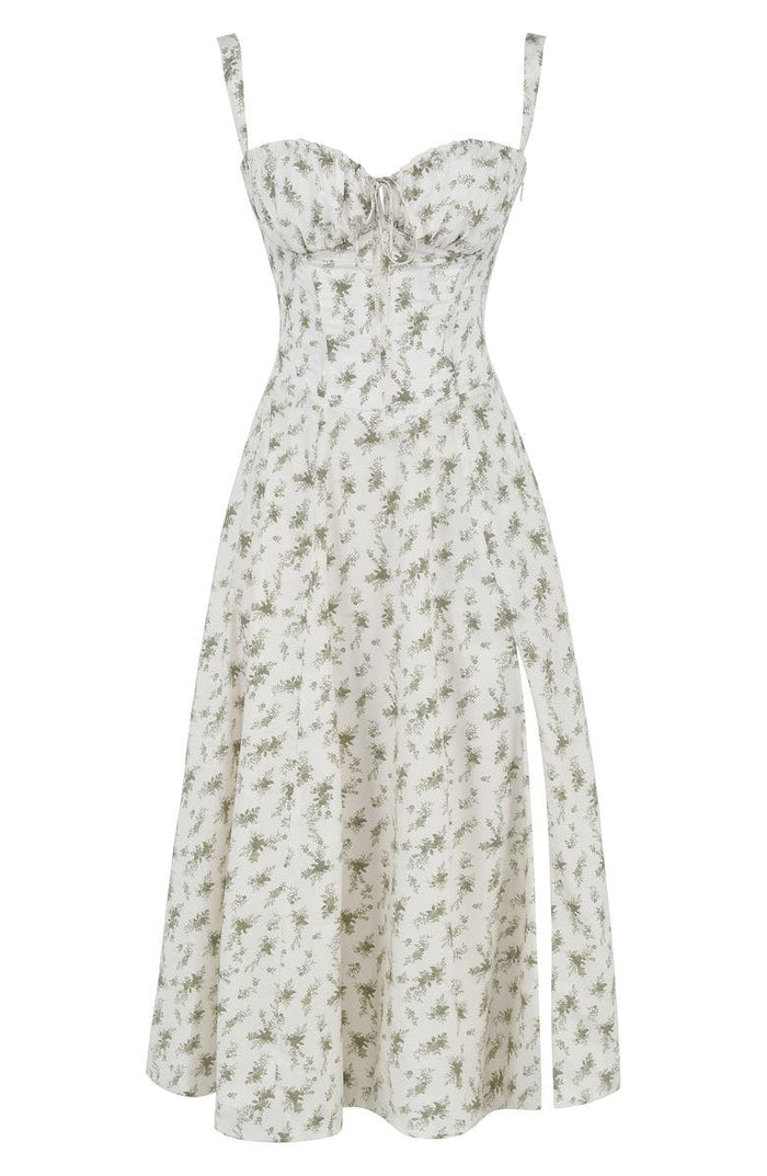 Vivienne – Floral Bustier Midi Dress