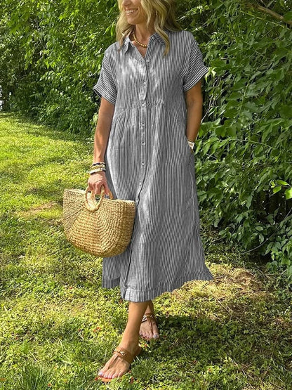 Arlise – Striped Shirt Dress