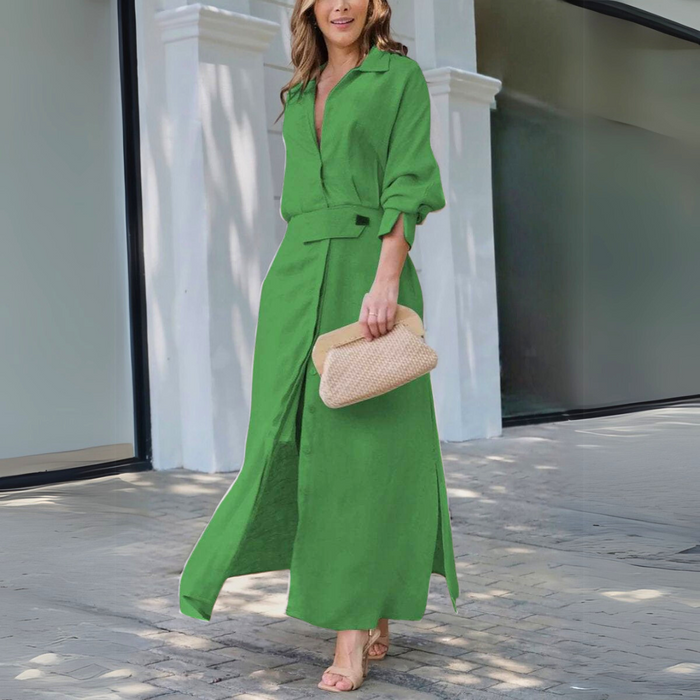 Elise - Elegant Maxi Shirt Dress