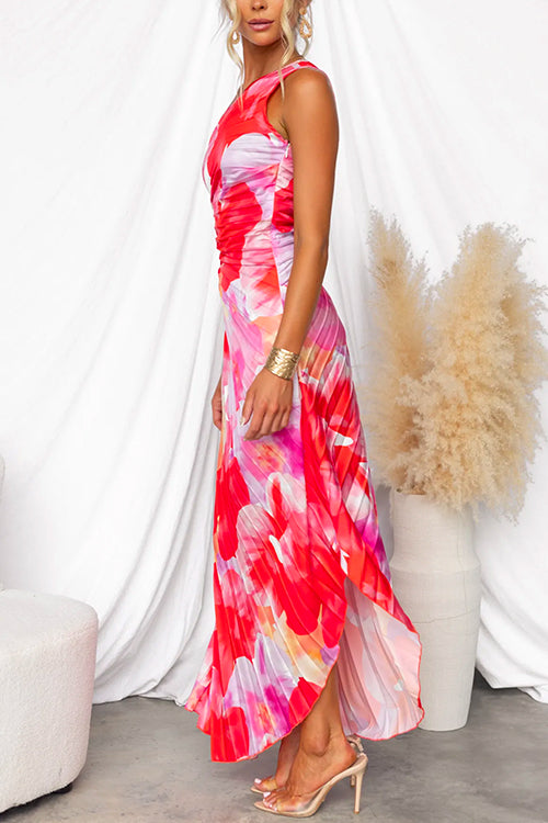 Azara – Pleated One-Shoulder Dress