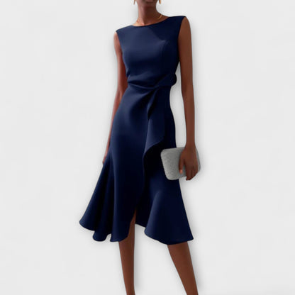 Renée – Draped Asymmetric Midi Dress