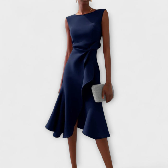 Renée – Draped Asymmetric Midi Dress