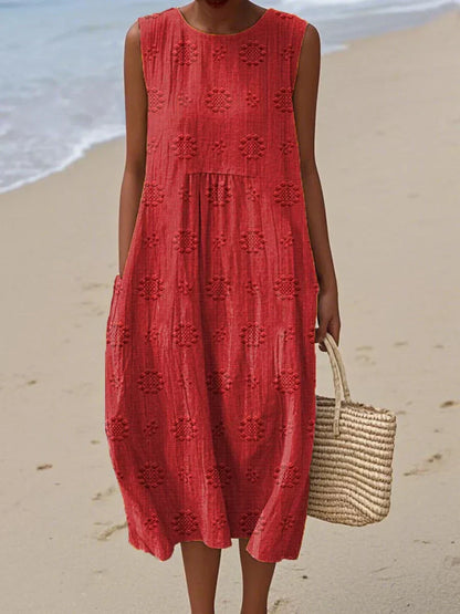Fleur – Embroidered Sleeveless Midi Dress
