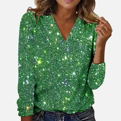 Celeste – Sparkle V-Neck Blouse