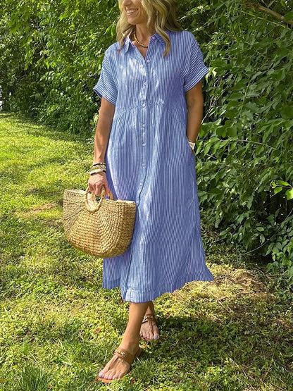 Arlise – Striped Shirt Dress