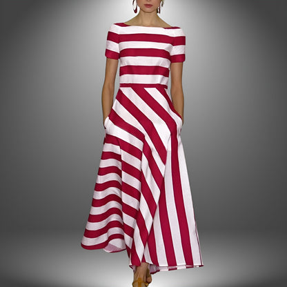 Noemi - Monochrome Striped Midi Dress