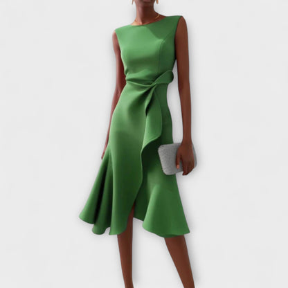 Renée – Draped Asymmetric Midi Dress