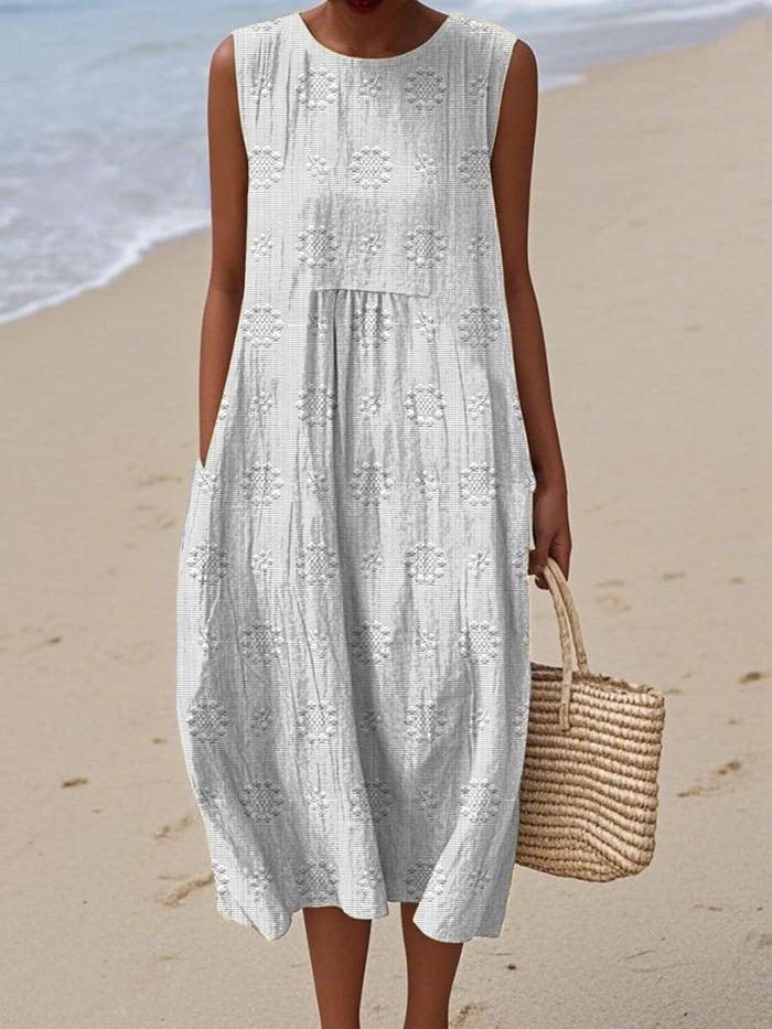 Fleur – Embroidered Sleeveless Midi Dress