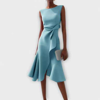 Renée – Draped Asymmetric Midi Dress