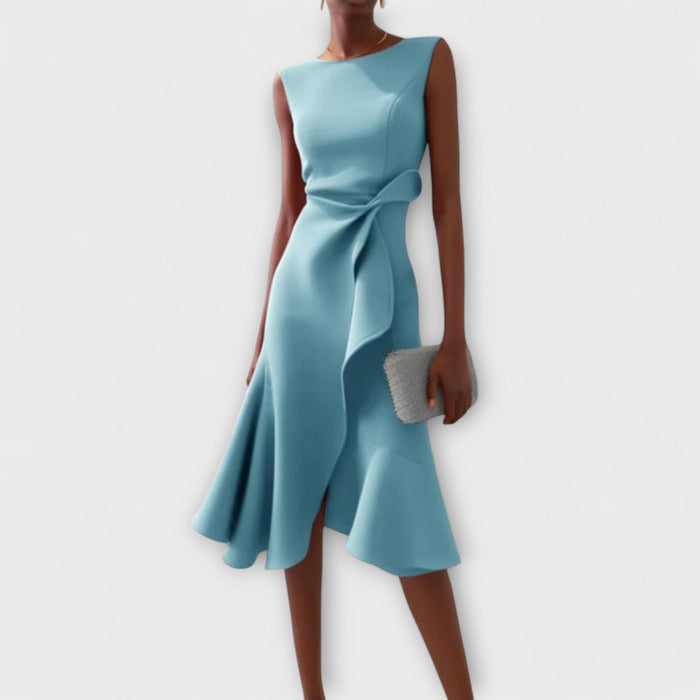 Renée – Draped Asymmetric Midi Dress