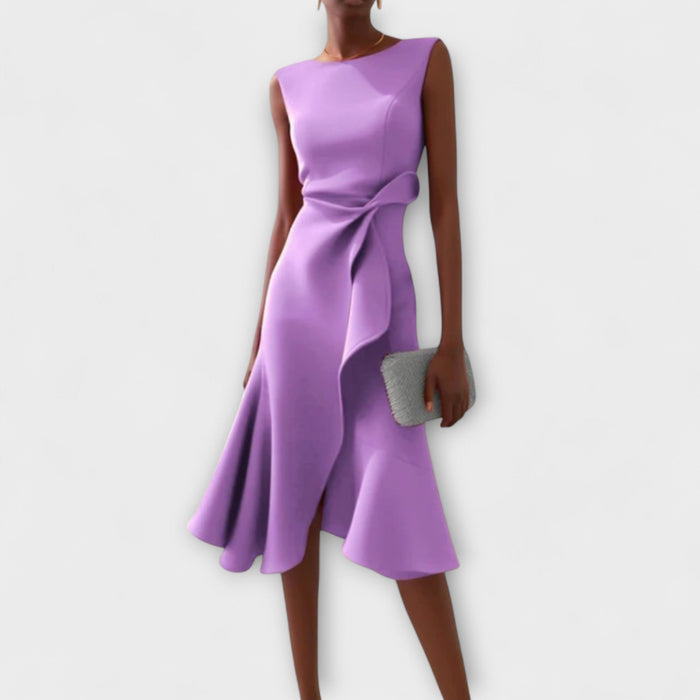 Renée – Draped Asymmetric Midi Dress