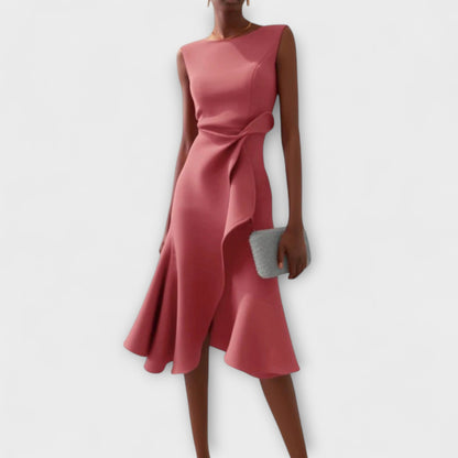 Renée – Draped Asymmetric Midi Dress