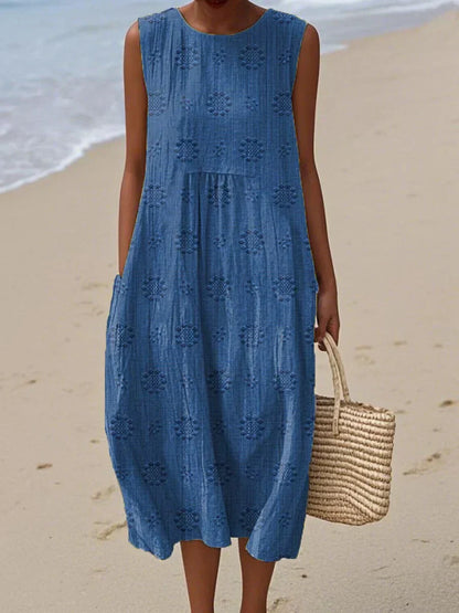 Fleur – Embroidered Sleeveless Midi Dress