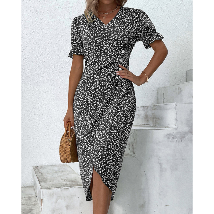 Coralie – Floral Wrap Midi Dress