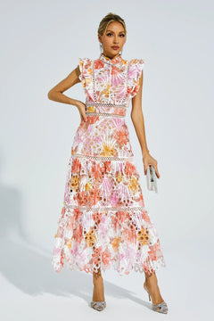 Bianca – Embroidered Lace Midi Dress