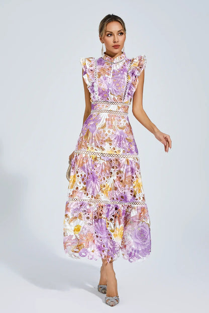 Bianca – Embroidered Lace Midi Dress