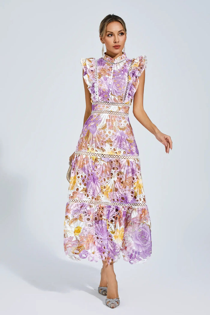 Bianca – Embroidered Lace Midi Dress