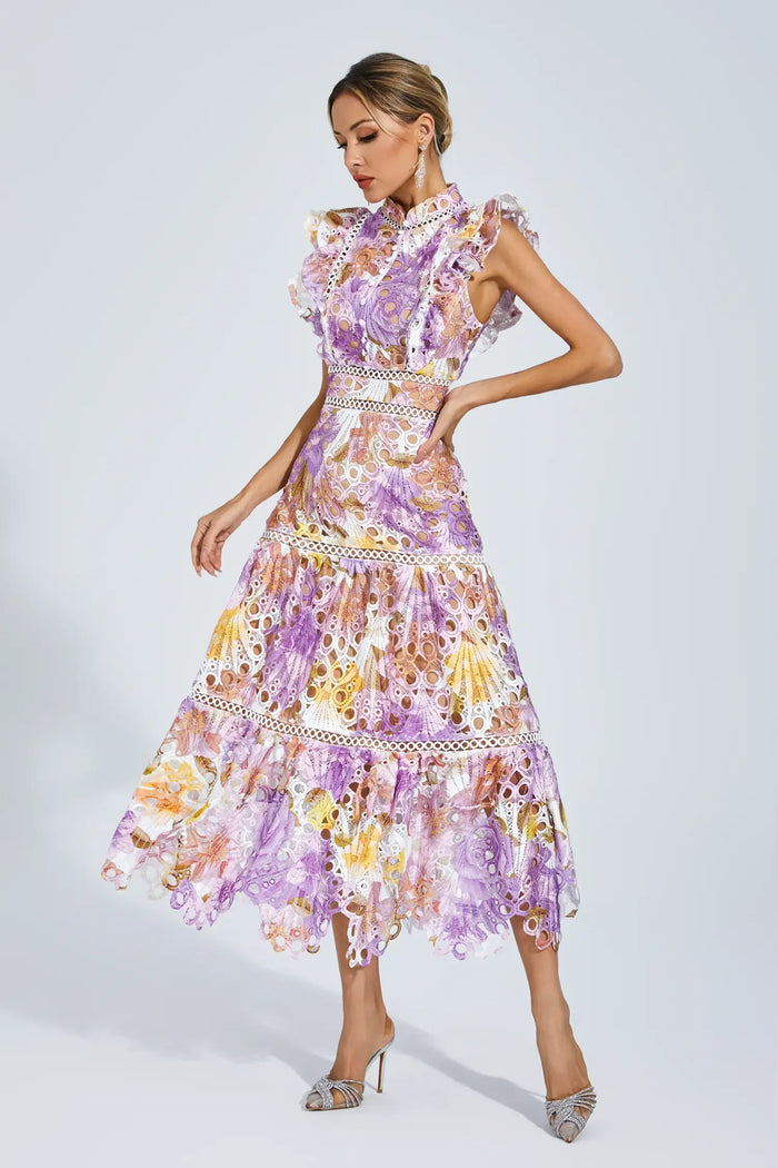 Bianca – Embroidered Lace Midi Dress