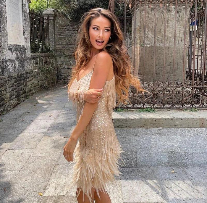 Camilla – Feathered Party Mini Dress