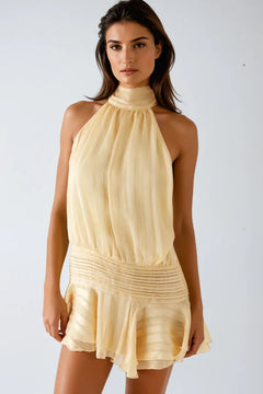 Malia – Halter Neck Ruffle Mini Dress