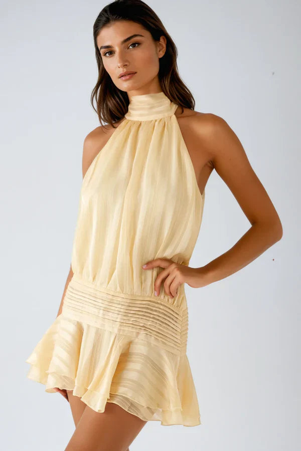 Malia – Halter Neck Ruffle Mini Dress