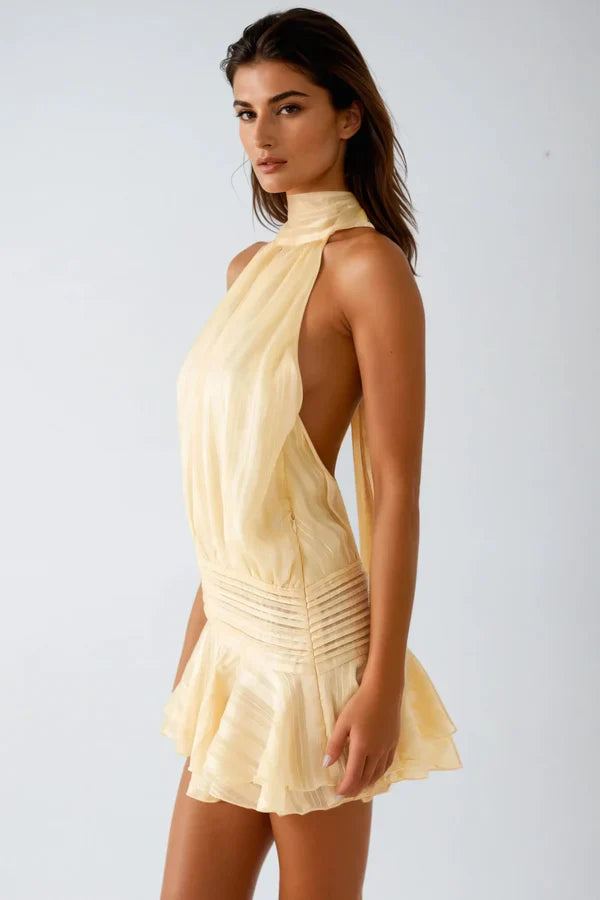 Malia – Halter Neck Ruffle Mini Dress