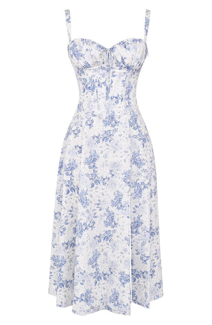 Vivienne – Floral Bustier Midi Dress