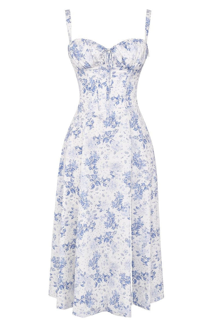 Vivienne – Floral Bustier Midi Dress