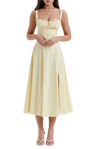 Vivienne – Floral Bustier Midi Dress