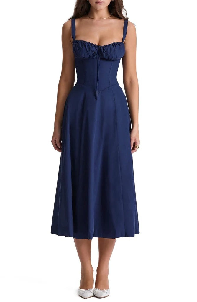 Vivienne – Floral Bustier Midi Dress