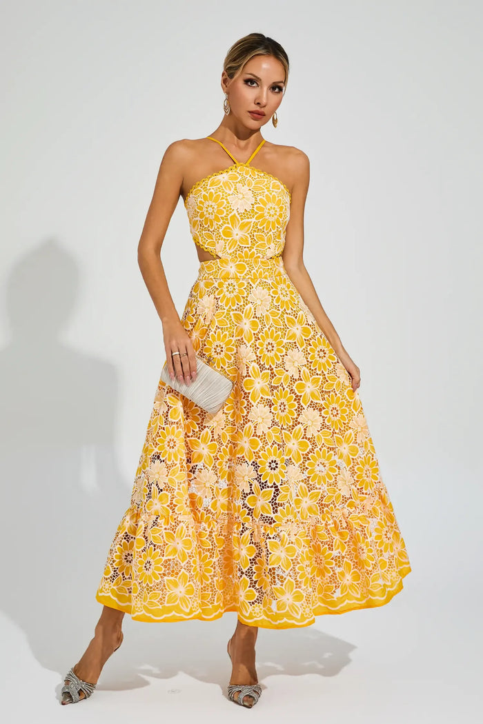 Daria – Lace Halter Midi Dress