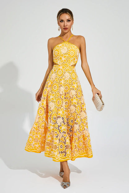 Daria – Lace Halter Midi Dress