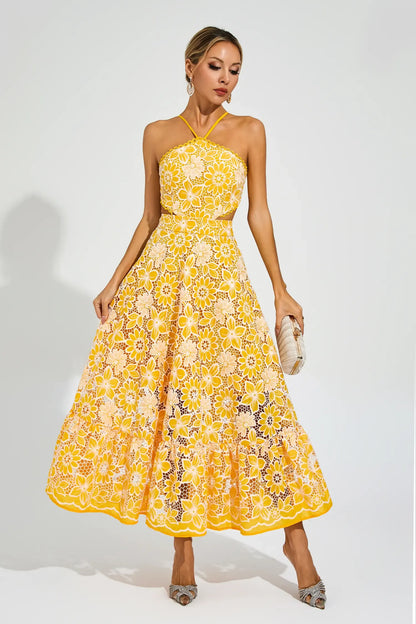 Daria – Lace Halter Midi Dress