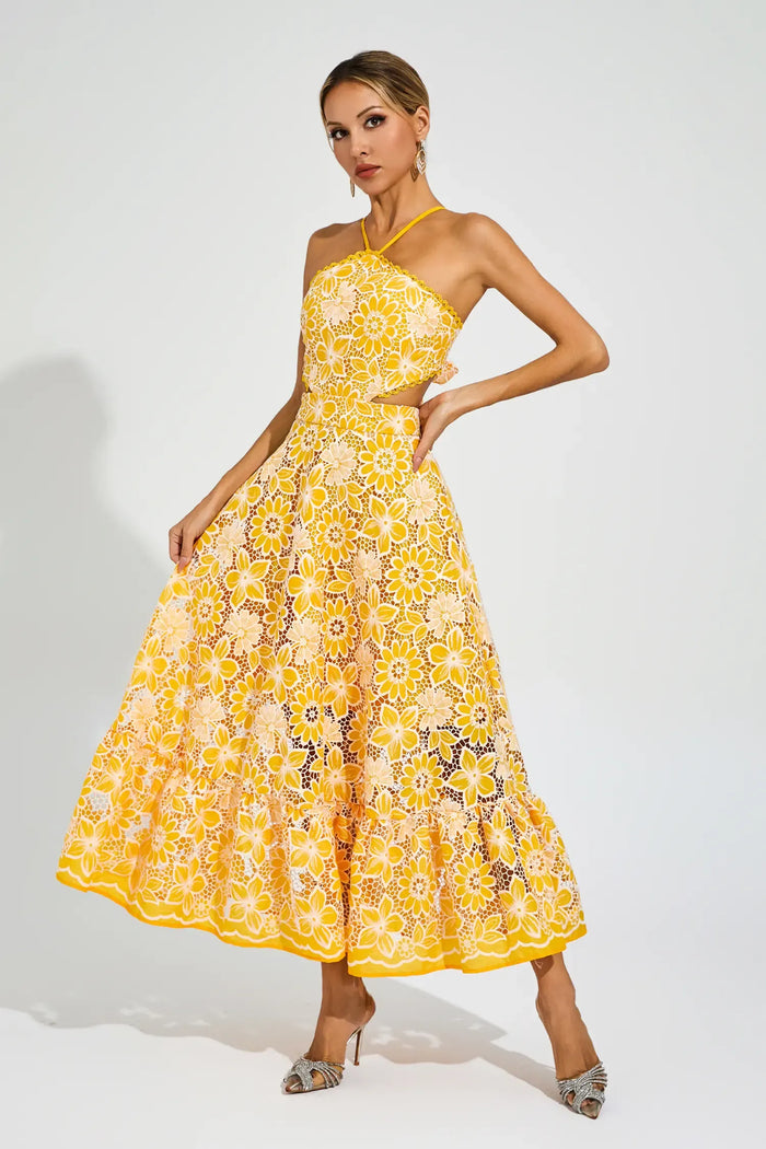 Daria – Lace Halter Midi Dress