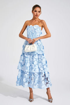 Amara – 3D Floral Strapless Dress