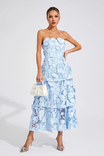 Amara – 3D Floral Strapless Dress