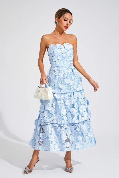 Amara – 3D Floral Strapless Dress