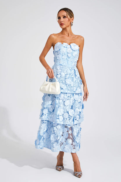 Amara – 3D Floral Strapless Dress