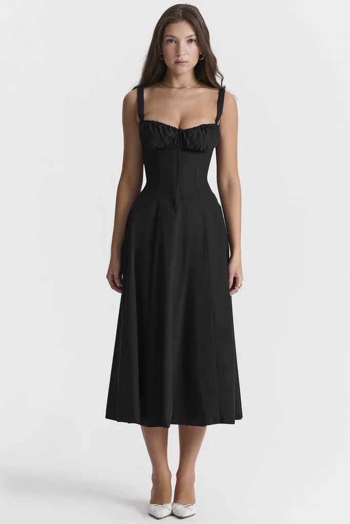 Vivienne – Floral Bustier Midi Dress