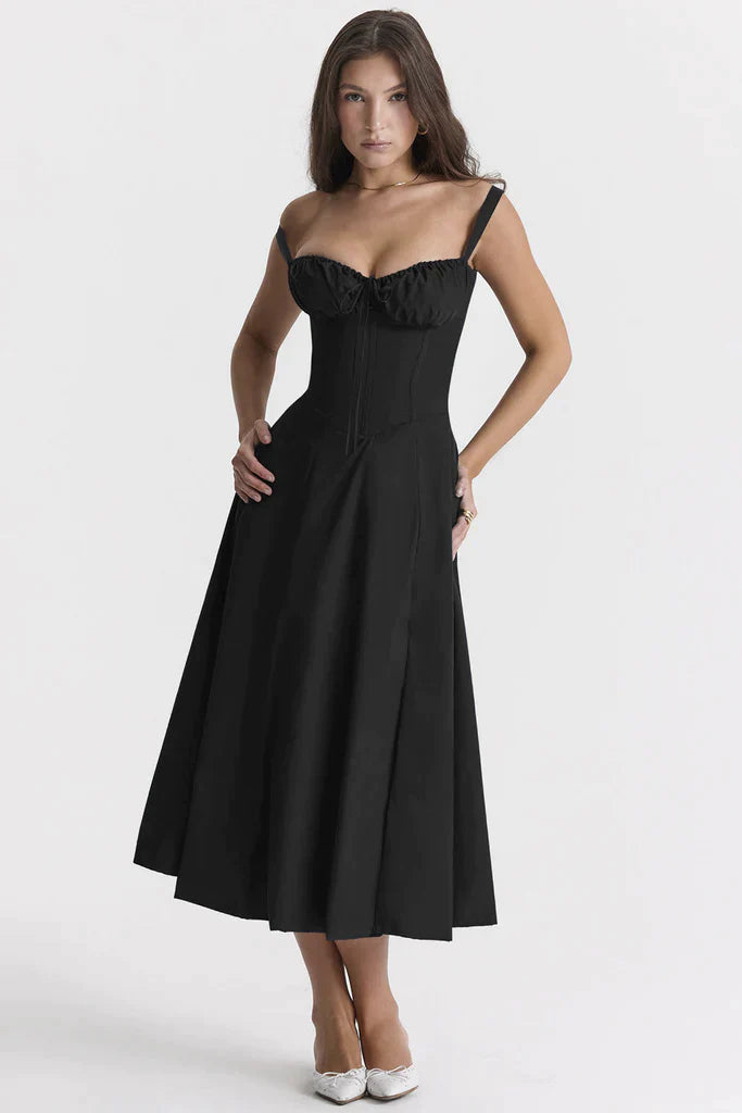 Vivienne – Floral Bustier Midi Dress